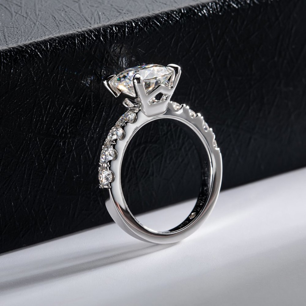 Certified 4.3 ct. t.w. Moissanite Diamond 4 Prone Solitaire Engagement R… - Picture 11 of 15